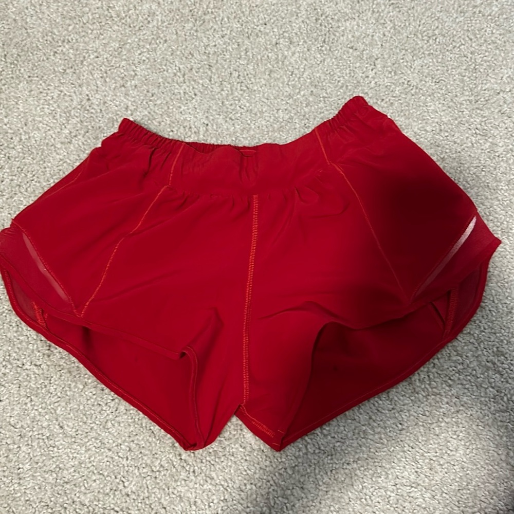 Red Lululemon hotty hot shorts